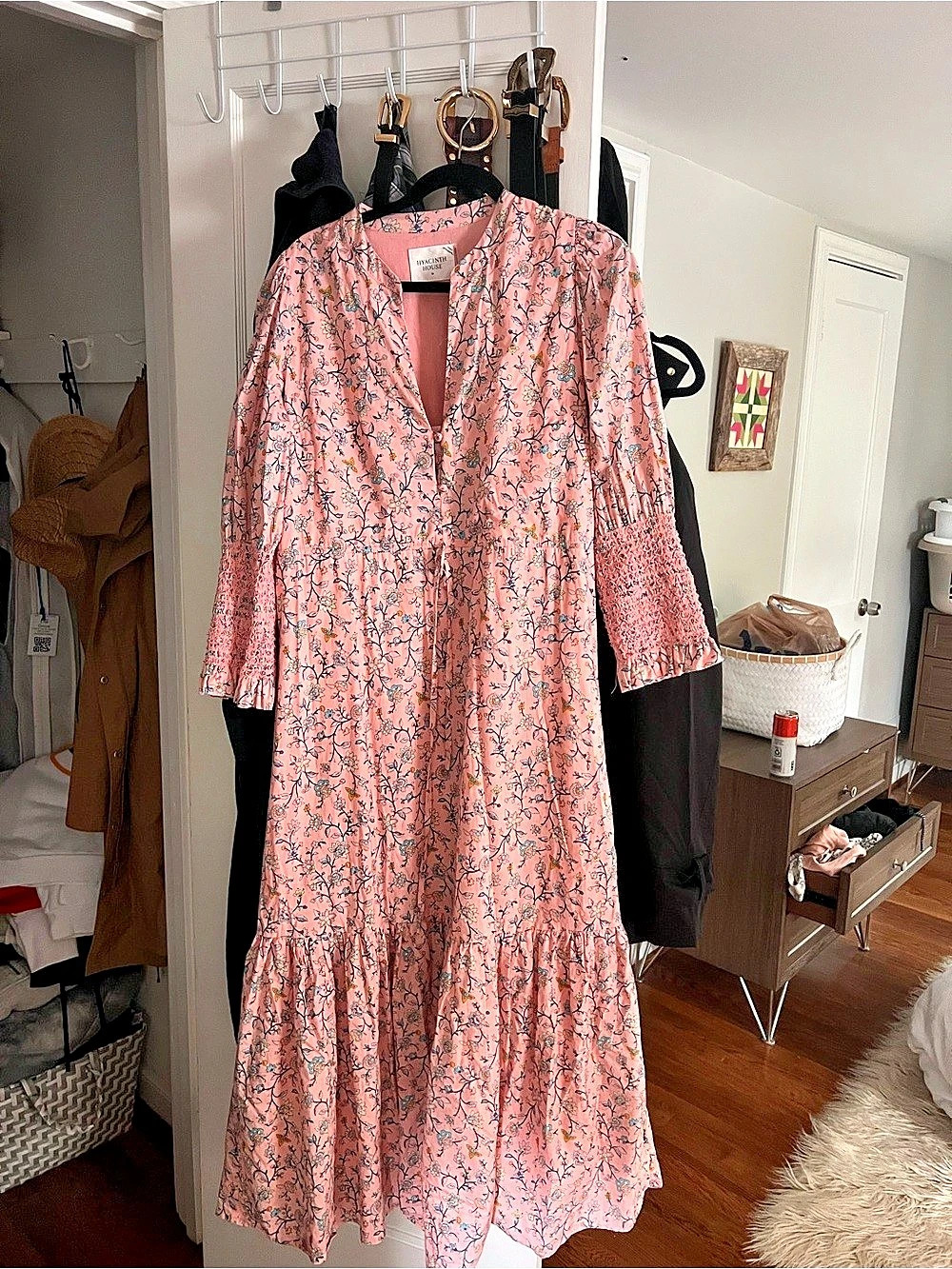 Hyacinth House Floral Maxi Dress in Pink Size Medium Like New